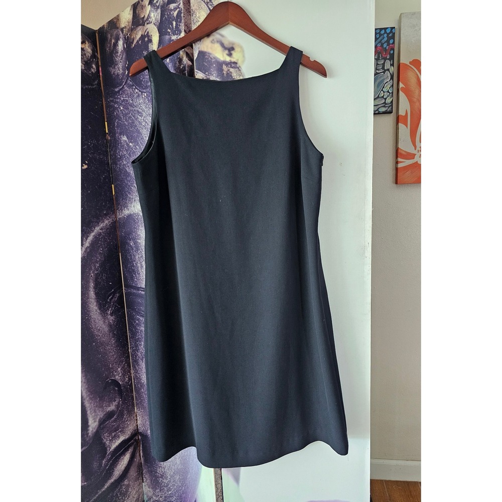 Studio JPR Womens Black Sleeveless Boat Neck Shift Dress LBD Classic Workwear L